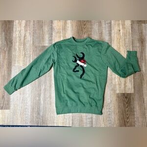 Browning Green Crewneck Sweater with Holiday Logo (NWOT)